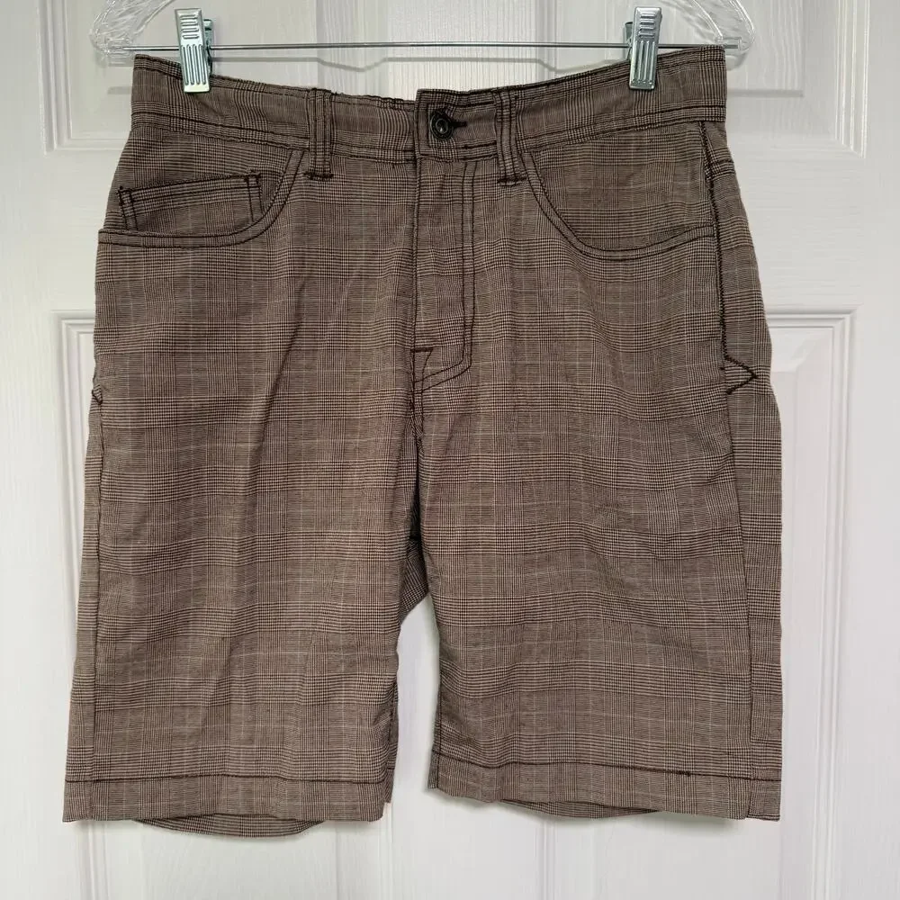 Prana Breathe Men's Brown Glen Check Shorts Size 30